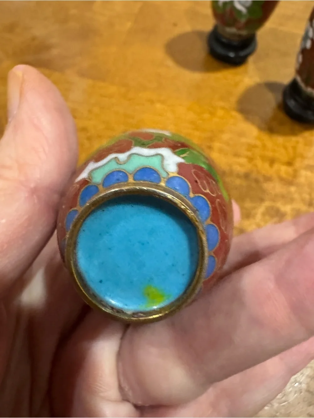 Set of Vintage 3 Mini Chinese Cloisonné Vases